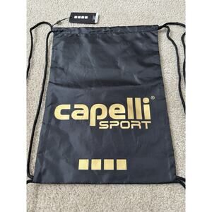 Capelli SPORT CS Lightweight Sackpack Promo Black Metallic Gold NEW 18” x 13”